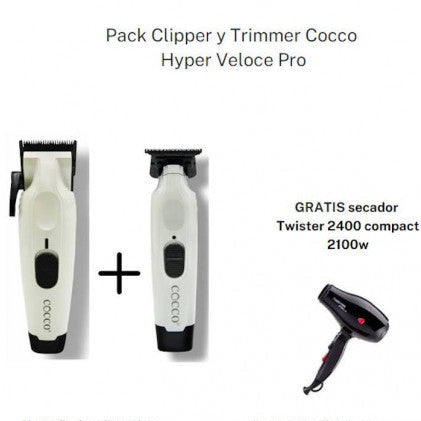 Pack Clipper y Trimmer Cocco Hyper Veloce Pro + regalo Naranja, Verde, Amarillo, Blanco y Azul